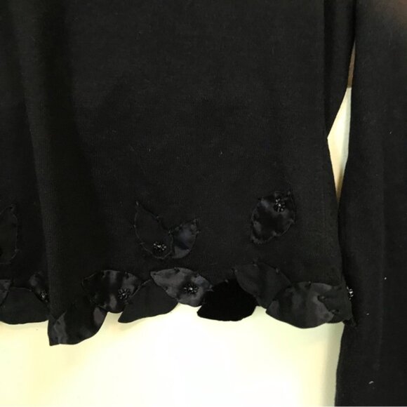 Nougat London Silk Velvet Embellished Floral Cardigan Fitted Knit Sweater Top L - Picture 7 of 16